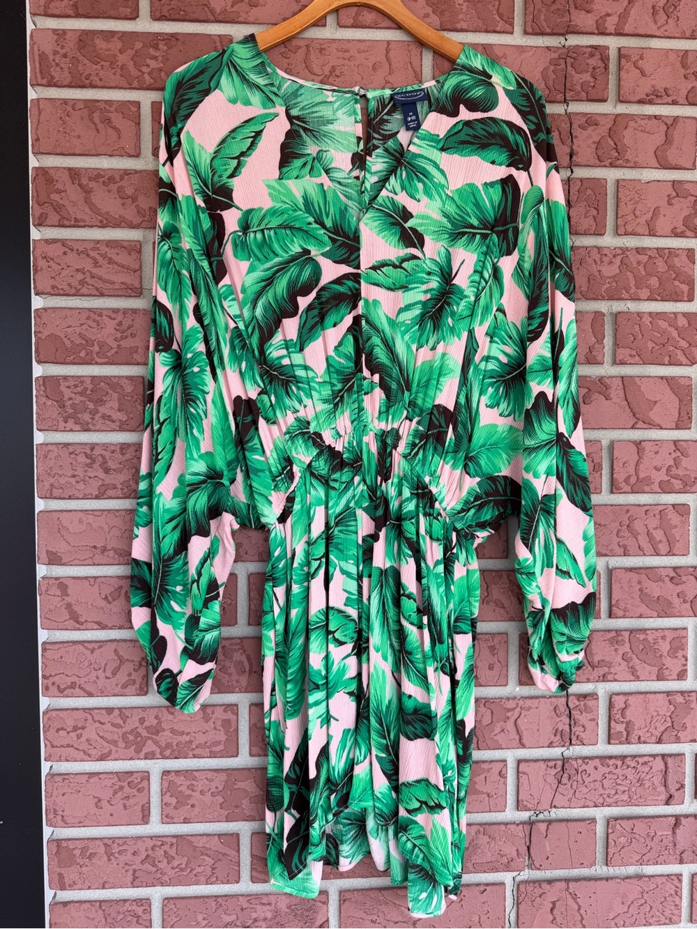 Green Leaf-Print Romper - Pink & Green Tropical Jumpsuit